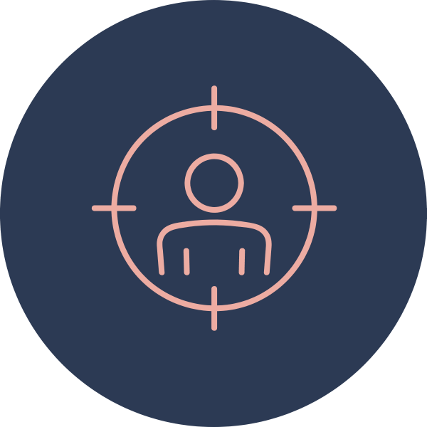 An icon of a person inside a crosshair target, symbolizing focus or targeting.