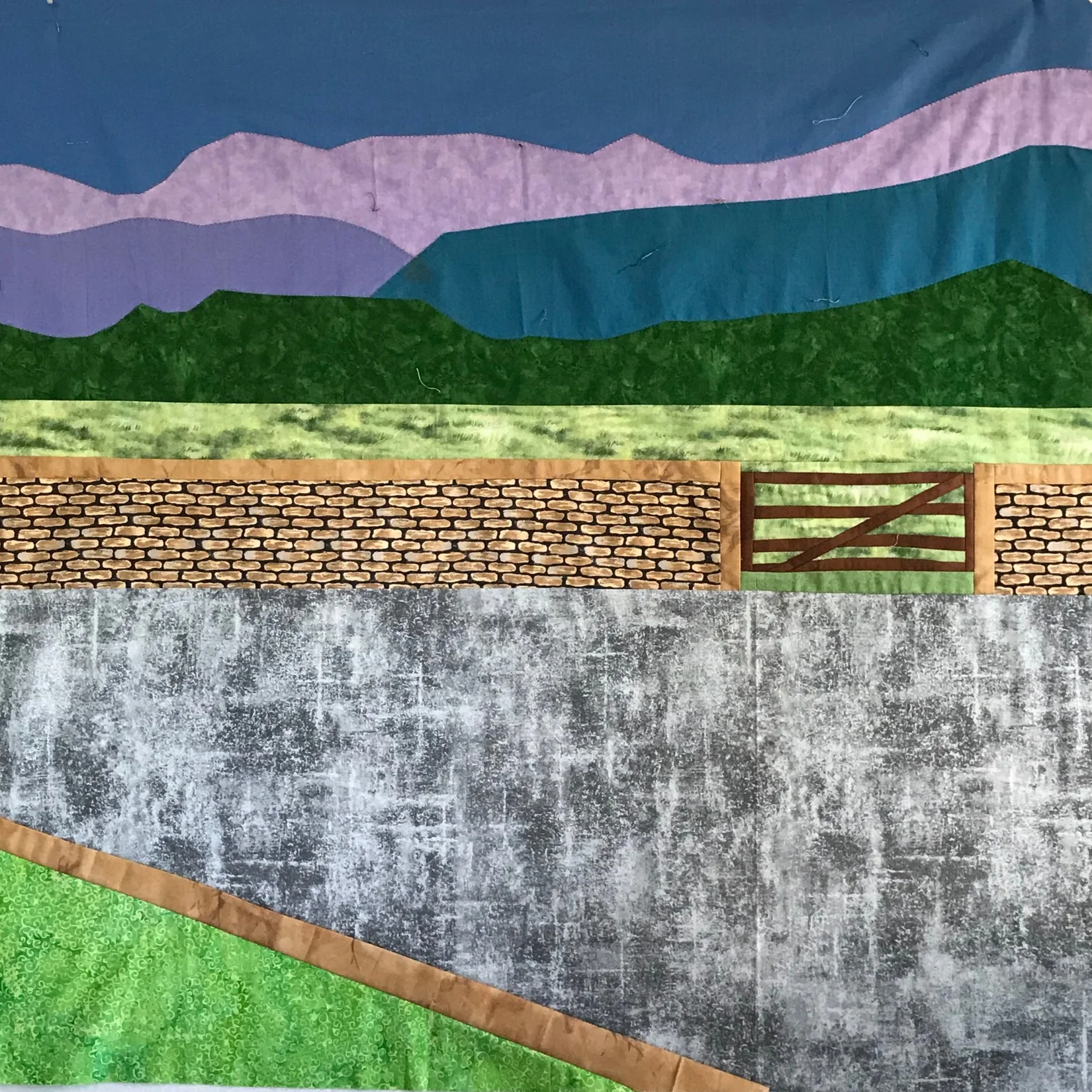 background with mountains, wall and gate