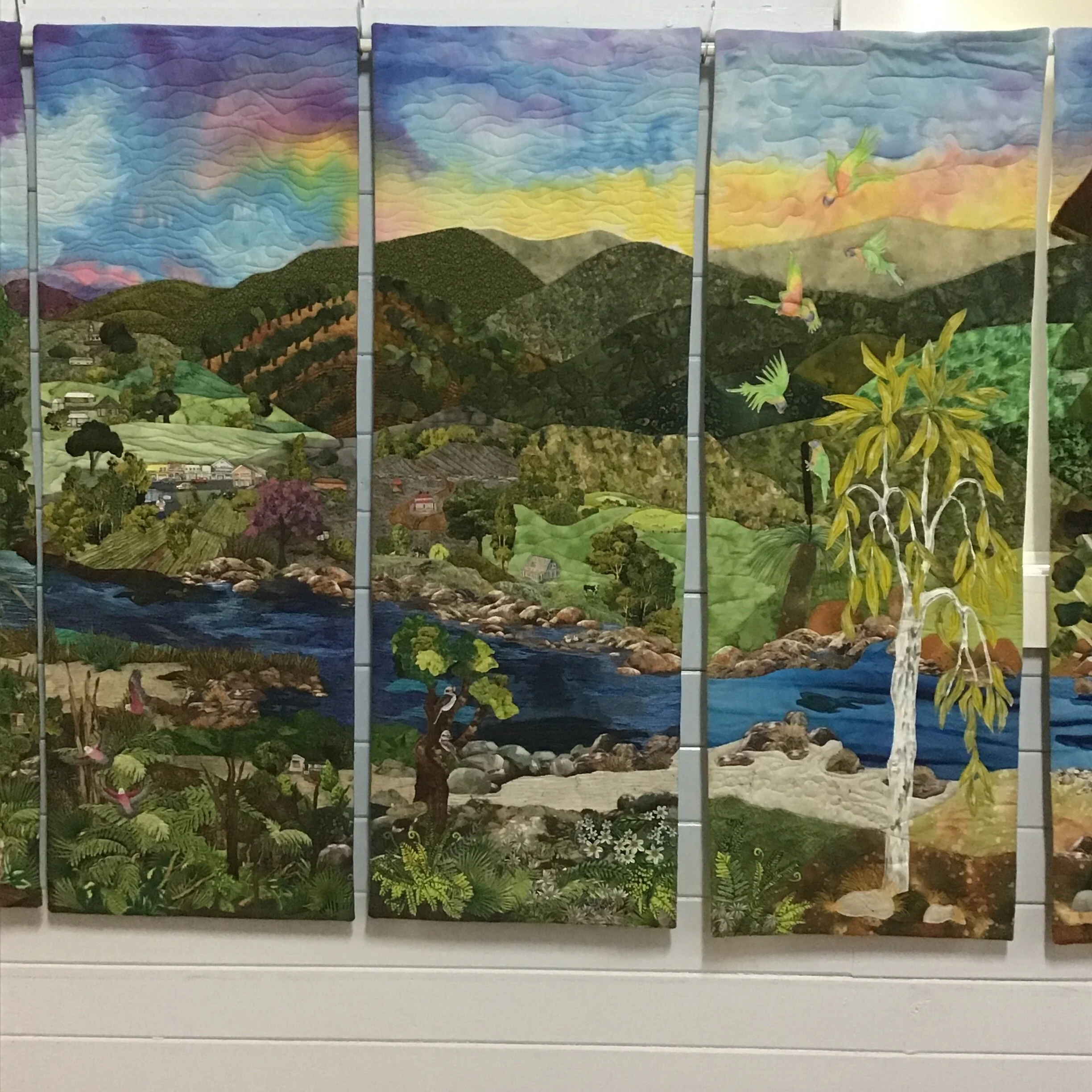 Dawn to Dusk Panel 5 4 3 Marilyn Hawkins, Chris Graeve, Patricia Smithyman