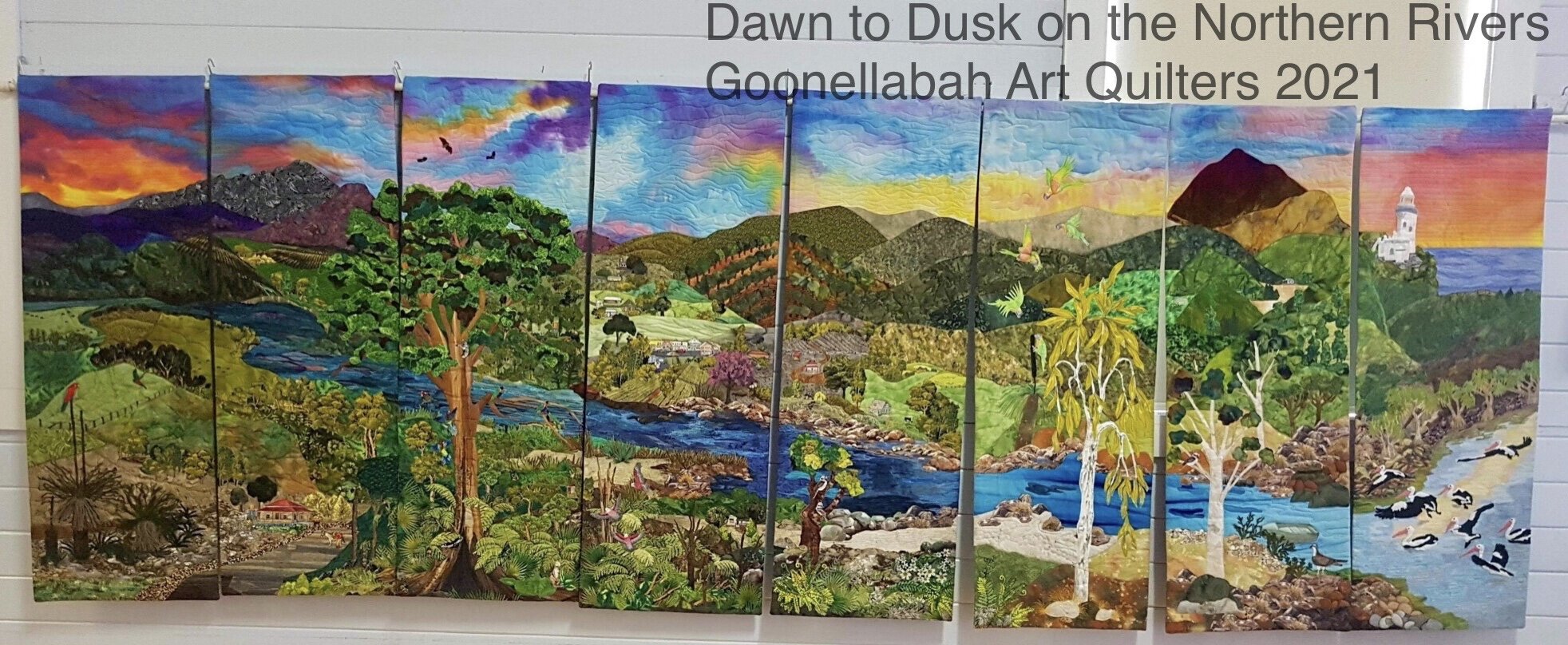 Dawn to Dusk on the Northern Rivers: A Collaborative Slice quilt from Goonellabah Art Quilters