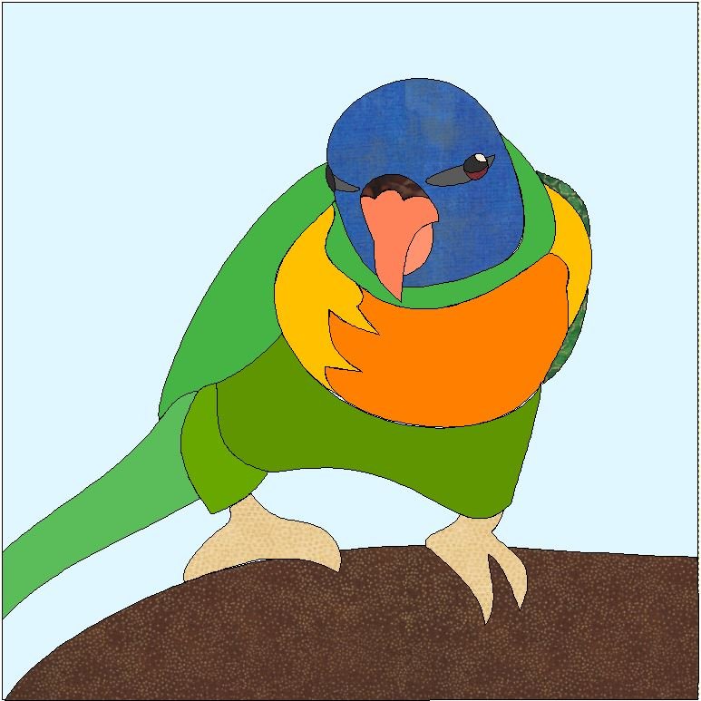 Rainbow Lorikeets - Quilt block Mania March 2022