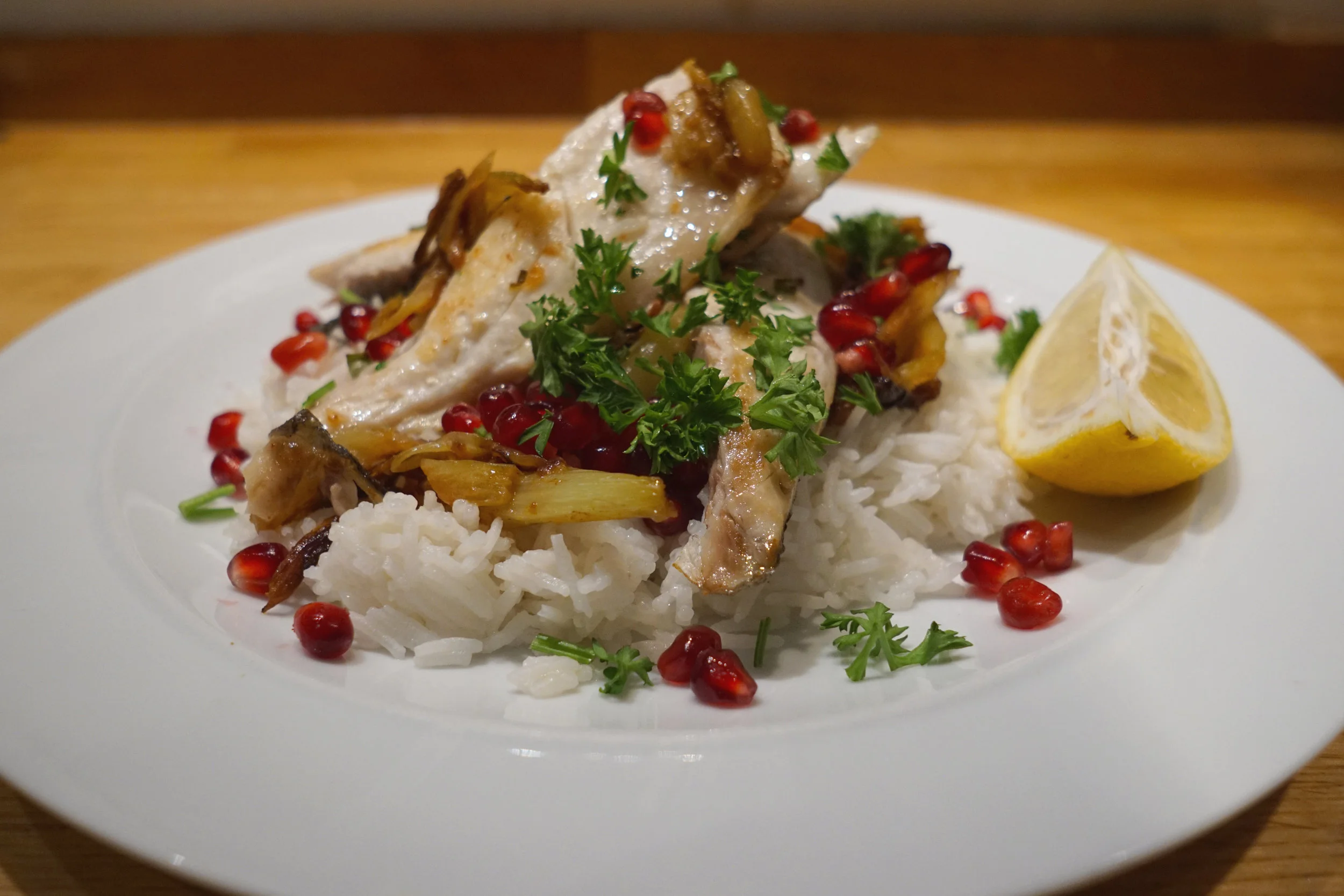 Pan Fried Sea Bream with Pomegranate and Fennel 