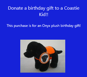 Donation Gift for Coastie Kid-Onyx Plush