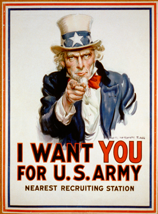 Originally published as the cover for the July 6, 1916, issue of Leslie's Weekly with the title "What Are You Doing for Preparedness?" this portrait of "Uncle Sam" went on to become--according to its creator, James Montgomery Flagg--"the most famous poster in the world." Over four million copies were printed between 1917 and 1918, as the United States entered World War I and began sending troops and materiel into war zones.