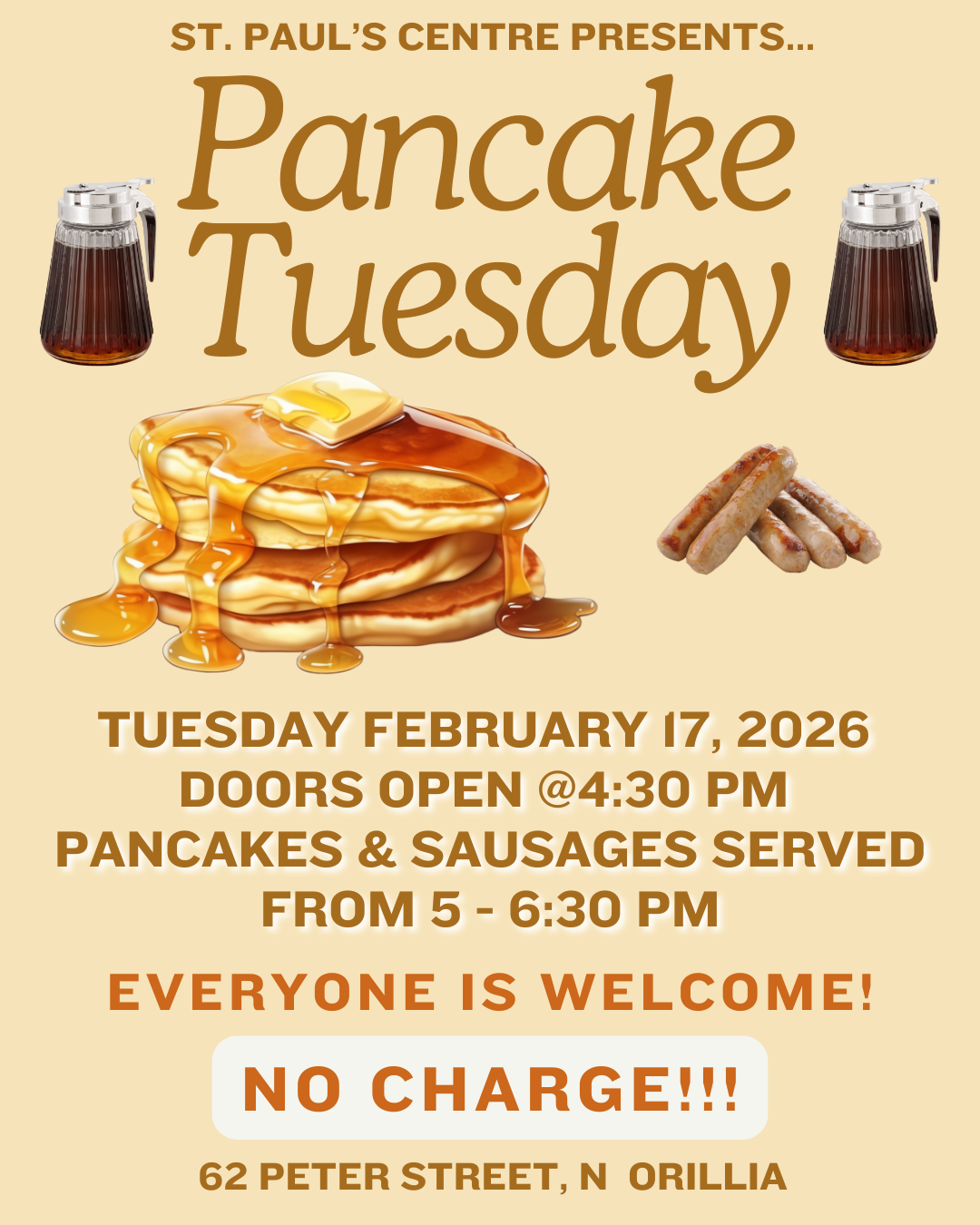 Pancake Tuesday - St. Paul's Centre Orillia - FREE 