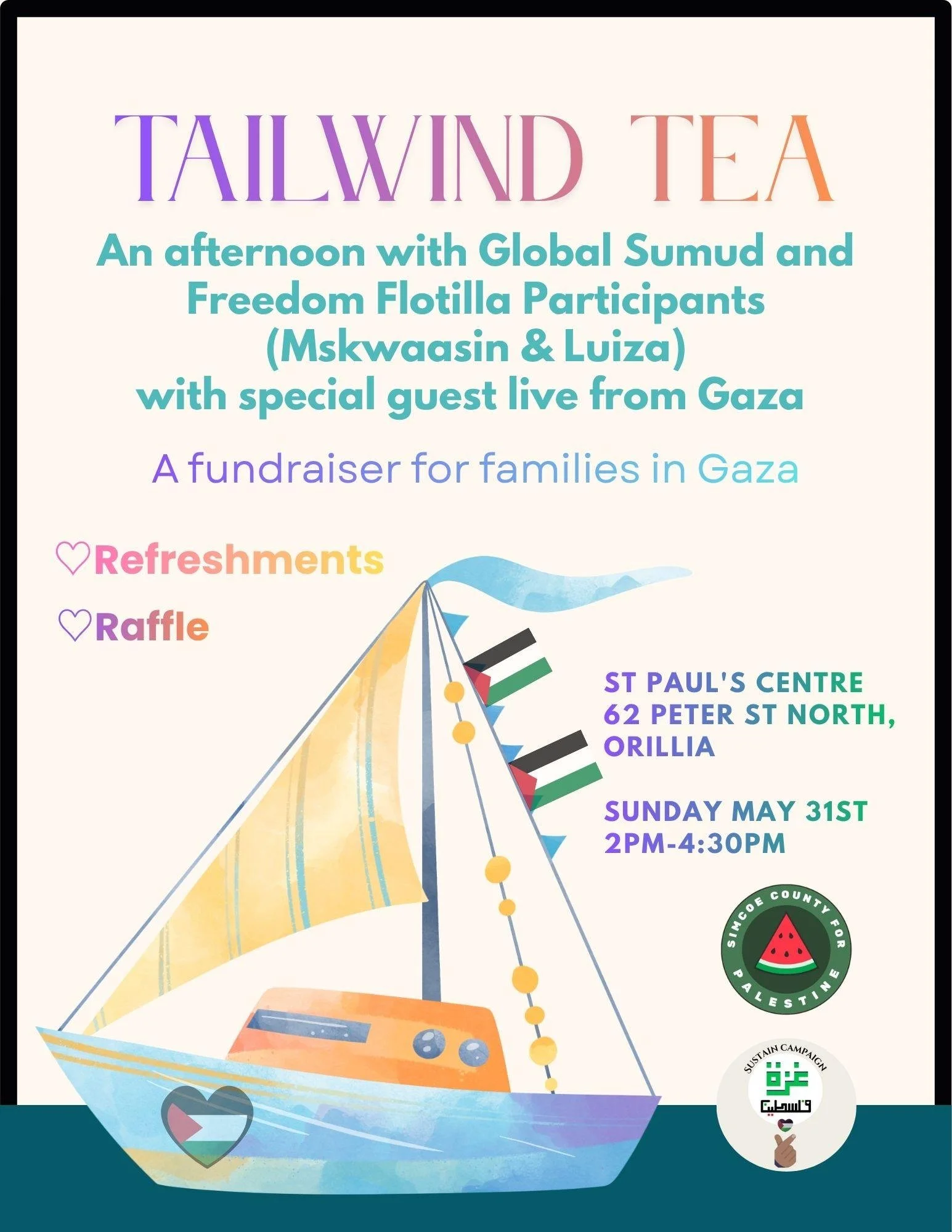 Tailwind Tea: Presented by Simcoe County 4 Palestine &amp; Sustain Campaign Network 