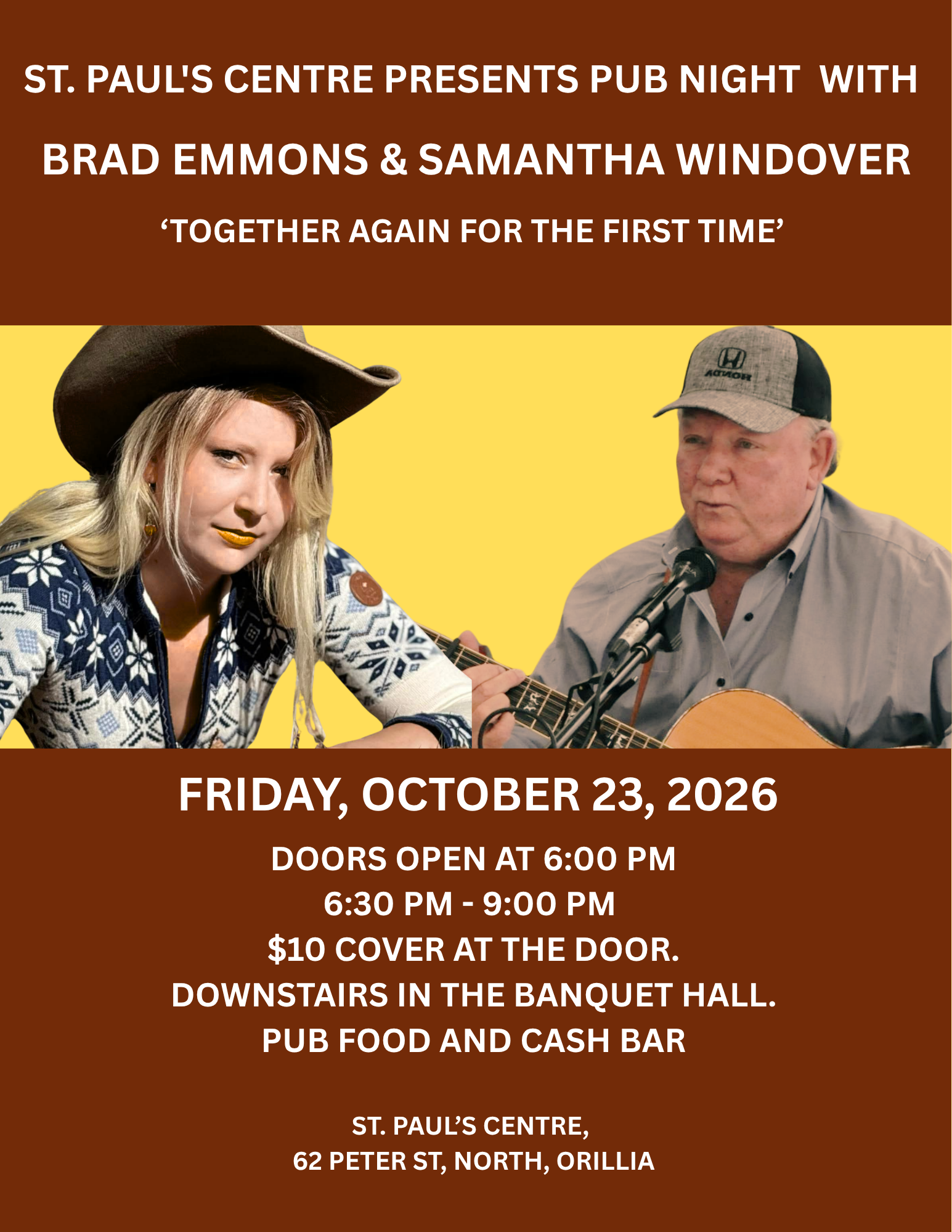 St. Paul's Centre presents Pub Night with Brad Emmons &amp; Samantha Windover