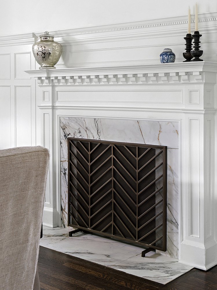 Calacatta Luxe Neolith fireplace surround