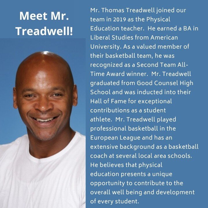 It's #TeacherTuesday! Meet Mr. Treadwell, our fantastic Physicial Education teacher! 
#adwcommunity #iloveholycross #physicaleducation