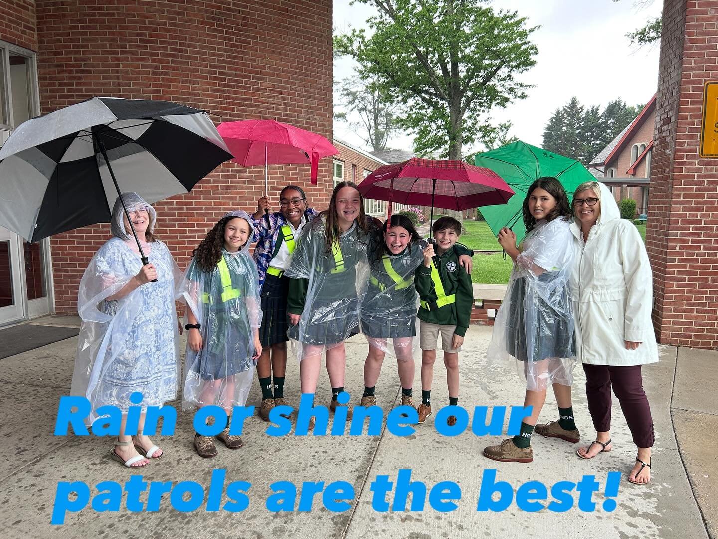 The skies opened up at afternoon dismissal but our patrols continued to serve with a smile 😊 #adwcommunity #iloveholycross