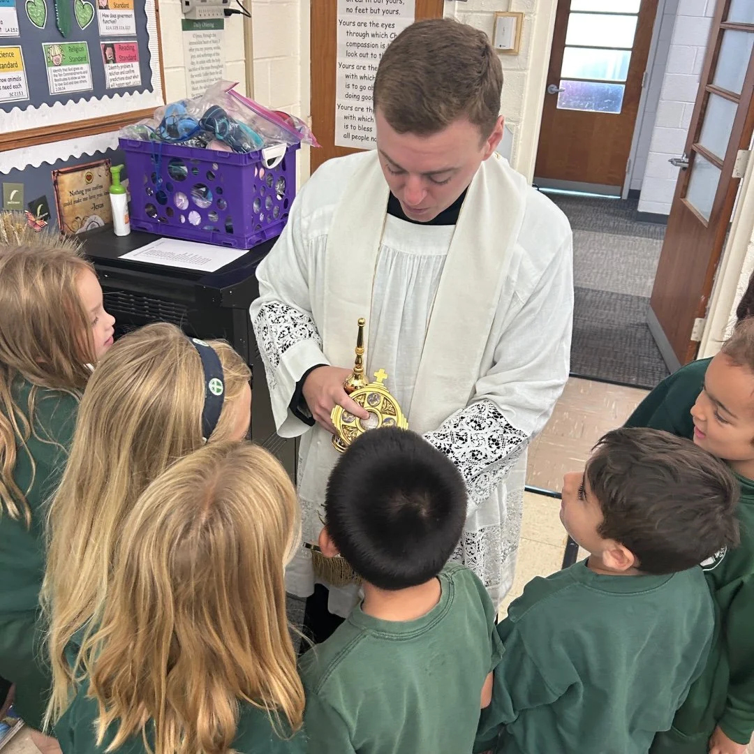 In preparation for the Feast of the Exaltation of the Holy Cross, Fr. Wyble shared a relic of the True Cross while blessing our students and each classroom. #FaithScholarshipService #FeastOfTheExaltation #ADWcommUNITY #ILoveHolyCross