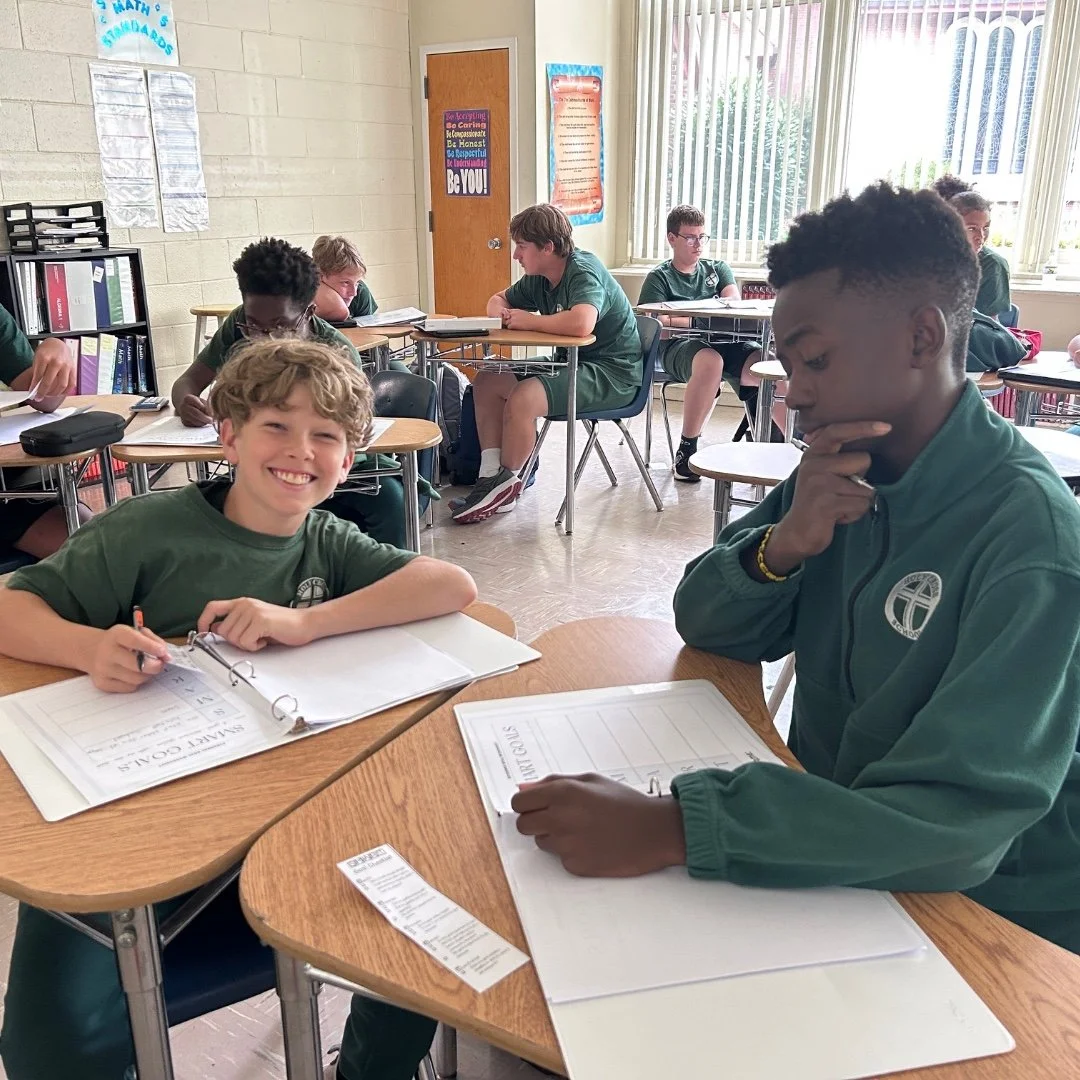 This week in the Catholic Leadership Series, 8th Grade students explored goal setting with the SMART model and were challenged to create one academic, personal, and spiritual goal. The class also learned about St. John Vianney, a saint known for his