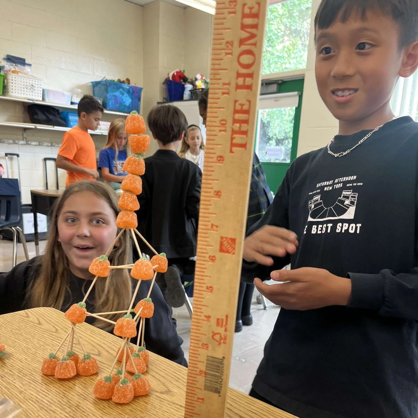Pumpkins + toothpicks = STEM-tacular fun and learning! 🎃 4th Grade students took on the “Gummy Pumpkin Tower Challenge,” engineering the tallest (and sturdiest!) creations they could. All were built with creativity and teamwork! #ADWcomm