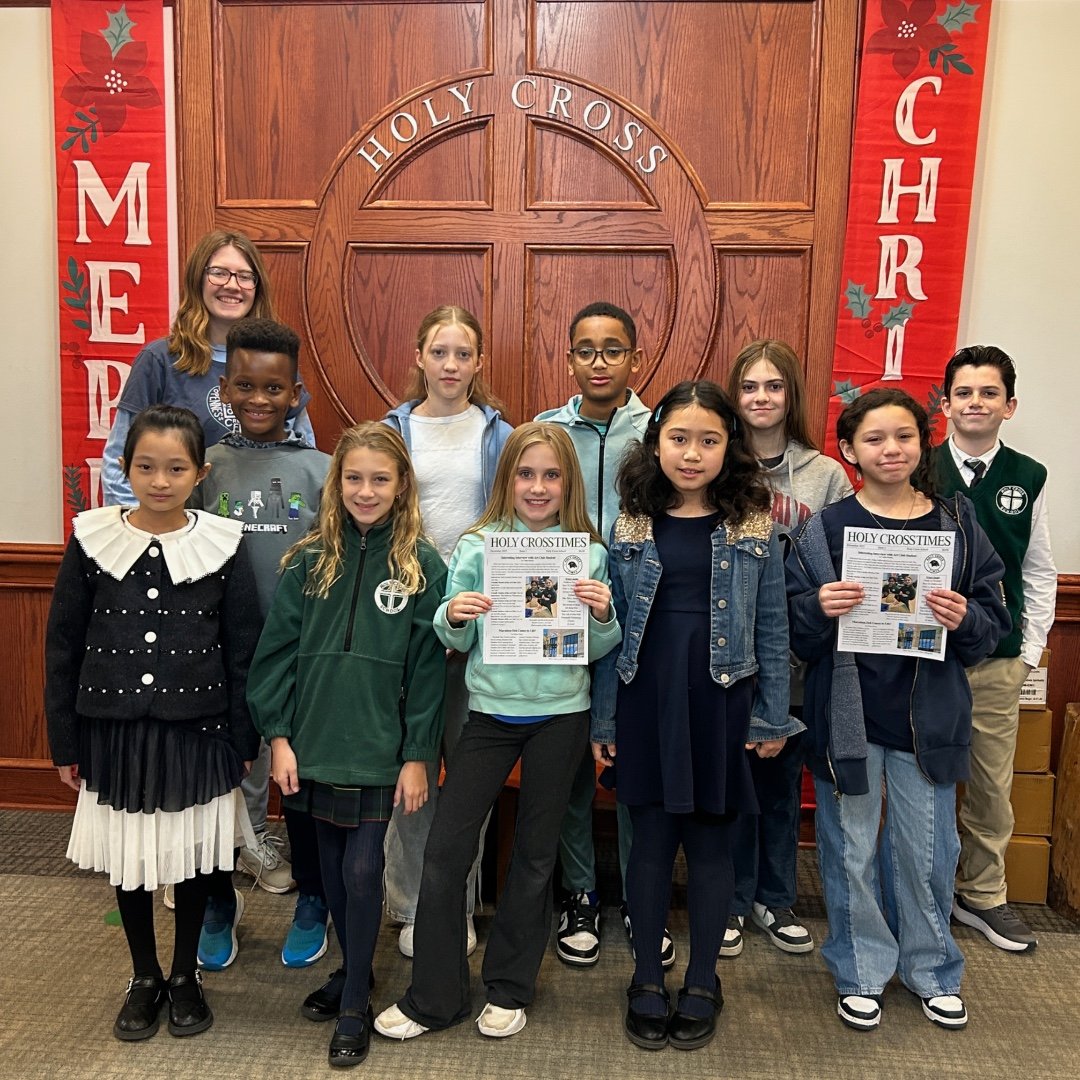 Hot off the press! The first issue of the student-written &quot;Holy Cross Times&quot; was released today to our 4th&ndash;8th graders! A digital copy will be shared with parents in the next office newsletter. Congratulations to our Newspaper Club fo