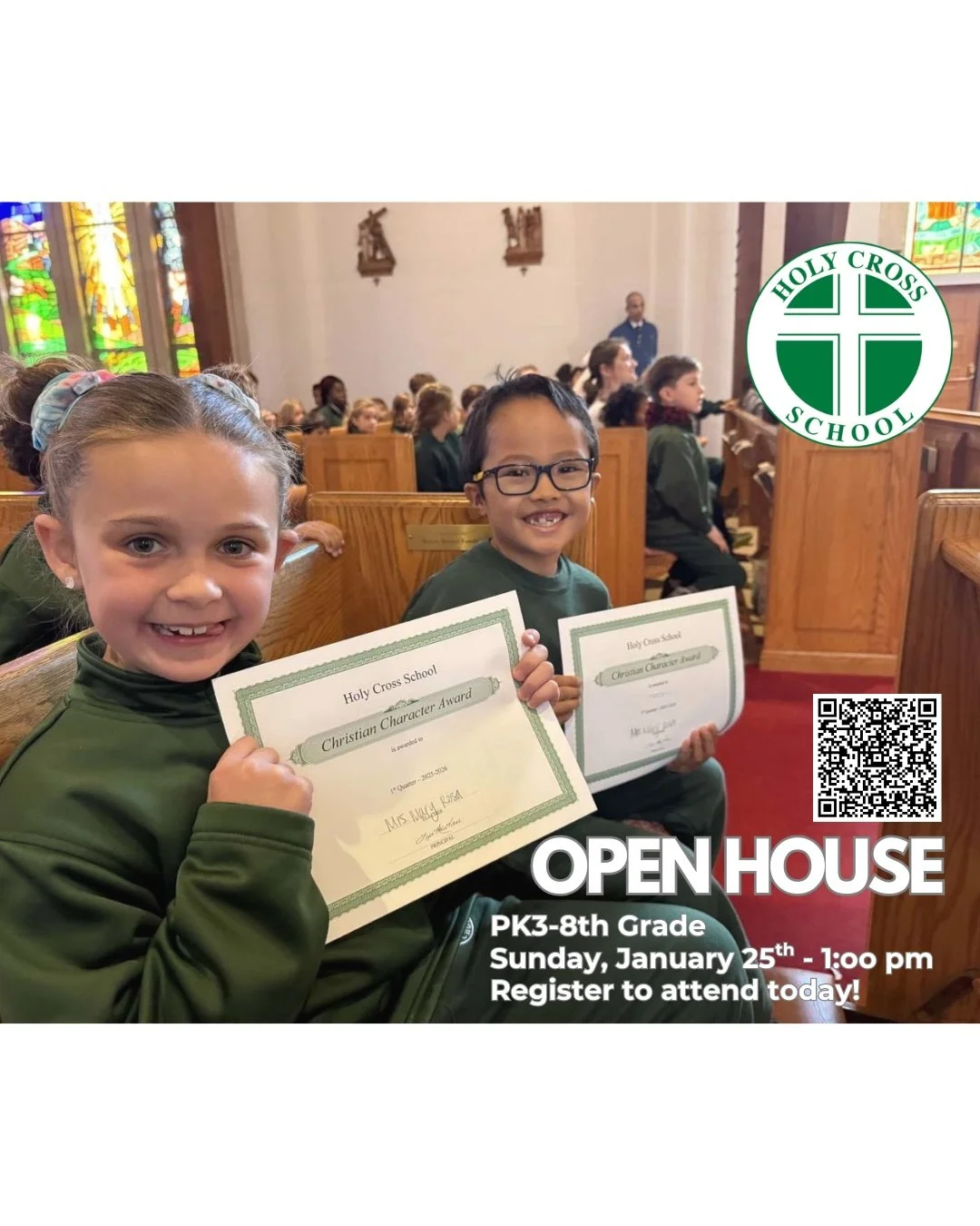 Searching for a great PK through 8th Grade school? Join us for our Open House on Sunday, 1/25 at 1:00 PM to discover what makes Holy Cross School special! Engage in a presentation with Principal Kane, explore our campus, meet our dedicated staff, and