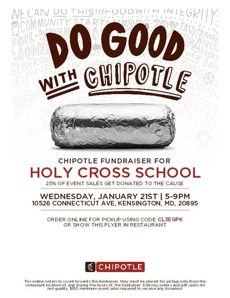 See you tonight at Chipotle! #adwcommunity #iloveholycross