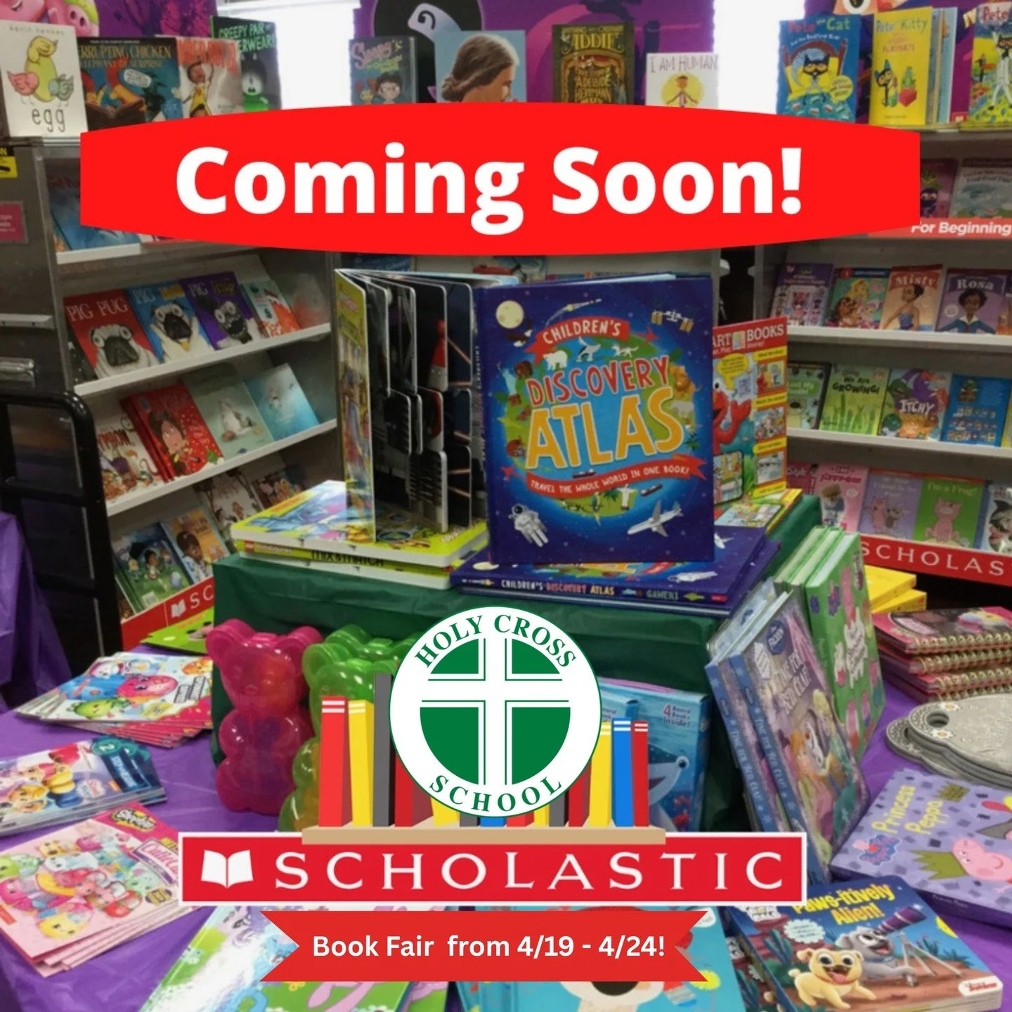 Get ready...our Scholastic Book Fair is coming soon! 📚Mark your calendars for April 19&ndash;24 to discover new favorites, spark a love of reading, and stock up on great books! We can&rsquo;t wait to see you there!
