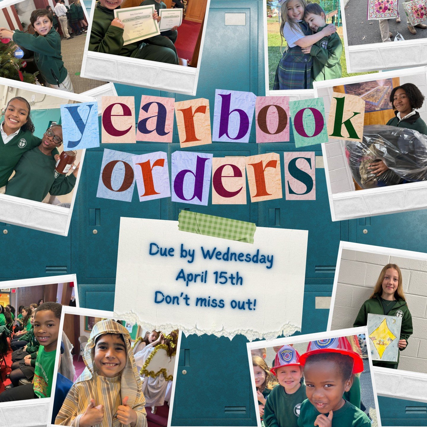 Last call for memories! Yearbook orders are due TODAY! Don&rsquo;t miss your chance to capture all the fun, friendships, and unforgettable moments from this year! 💚 Order now on Square at https://holy-cross-school.square.site/product/yearbooks/107?c