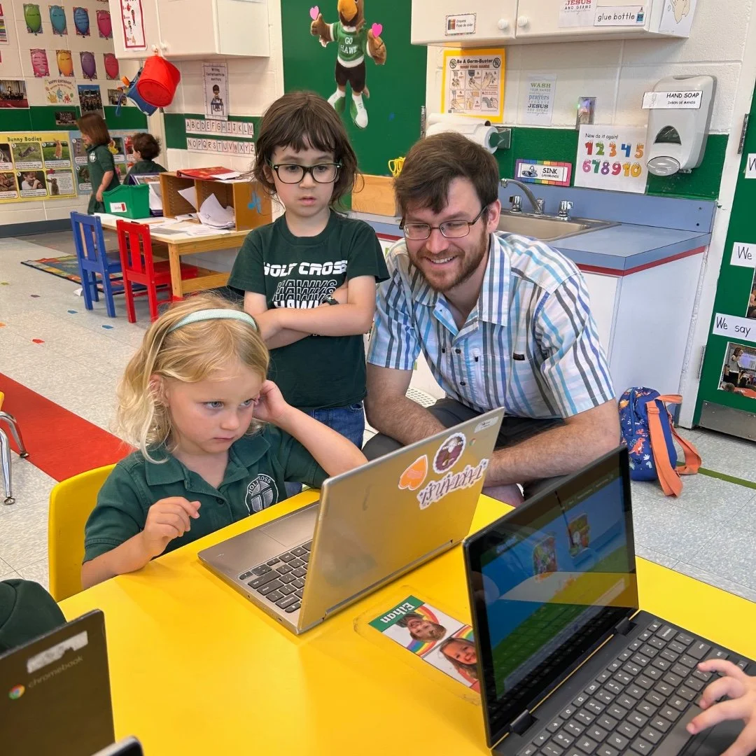 Mr. G had a special assistant in class today for Take Your Child to Work Day! #ADWcommUNITY #ILoveHolyCross #TakeYourChildToWorkDay