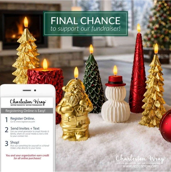 FINAL CHANCE to place your Charleston Wrap orders! Would you help us exceed our goal of $12,000 by sharing our fundraising link one last time? Even one share can make a huge difference! Share via email, text, or social media today. www.registercw.com