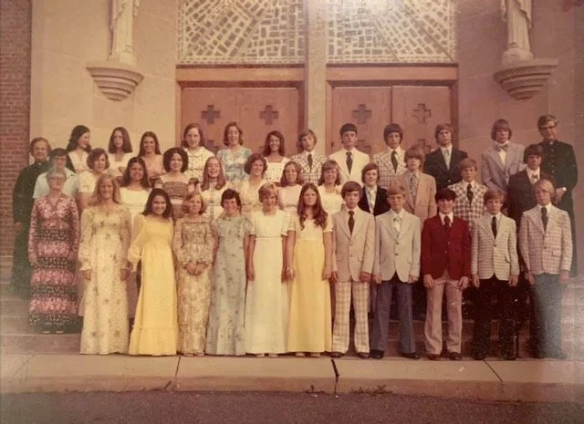 Throwing it back to the 8th Grade Class of 1975! As Holy Cross celebrates 65 years, we&rsquo;re taking a trip down memory lane and celebrating the generations of students who have made our school what it is today. Do you recognize anyone? Tag them an