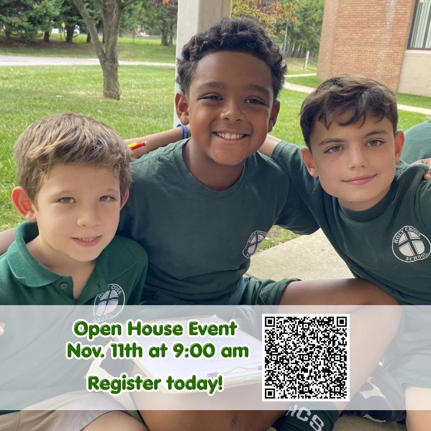 Find your place at Holy Cross School! Join us for an Open House event on Wednesday, November 11th at 9:00 am. We can't wait to meet you! Register at www.hcross.org or scan the QR code. #ADWcommUNITY #ILoveHolyCross #ADWcomUNIDAD