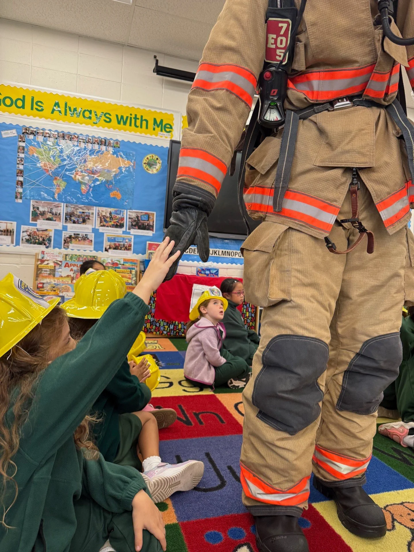 Thank you to the Kensington Volunteer Fire Department for teaching PK through 1st Grade about fire safety during Fire Prevention Month! #ADWcommUNITY #ILoveHolyCross