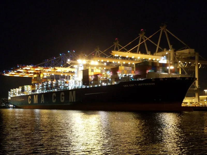 The two ship photos are of the CMA CGM T. JEFFERSON, the boat on which the motors arrived. These photos were sent to us by Jim Meyers, a preorderer of the kit, on October 3rd.