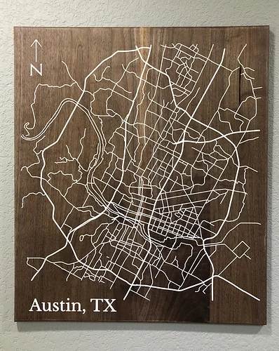 A finished street map of Austin, TX that looks amazing