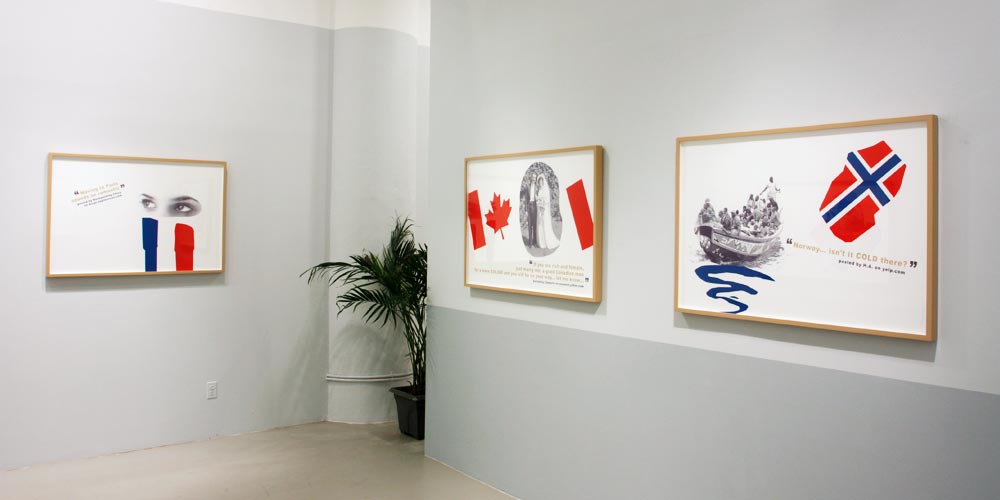   Installation view,&nbsp;  Which Country is the Best to Move to?  ,   &nbsp;   Andrea Meislin Gallery, New York 2011  