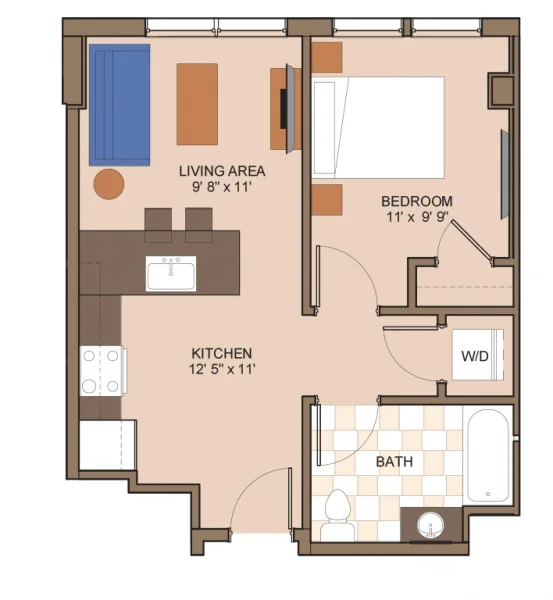 1 Bedroom, 1 Bath - 505 Square Feet