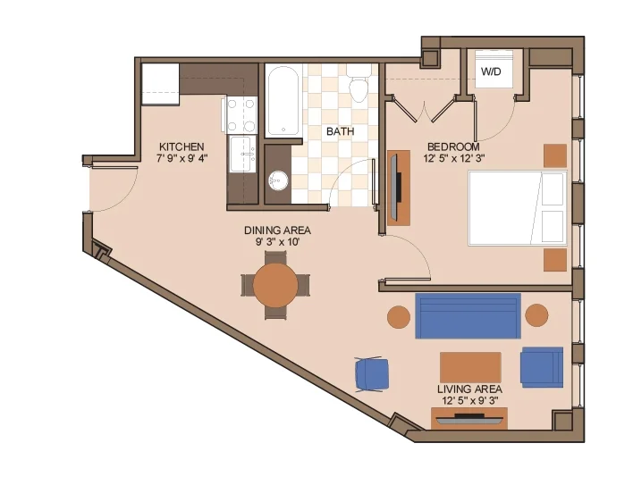 1 Bedroom, 1 Bath - 630 Square Feet