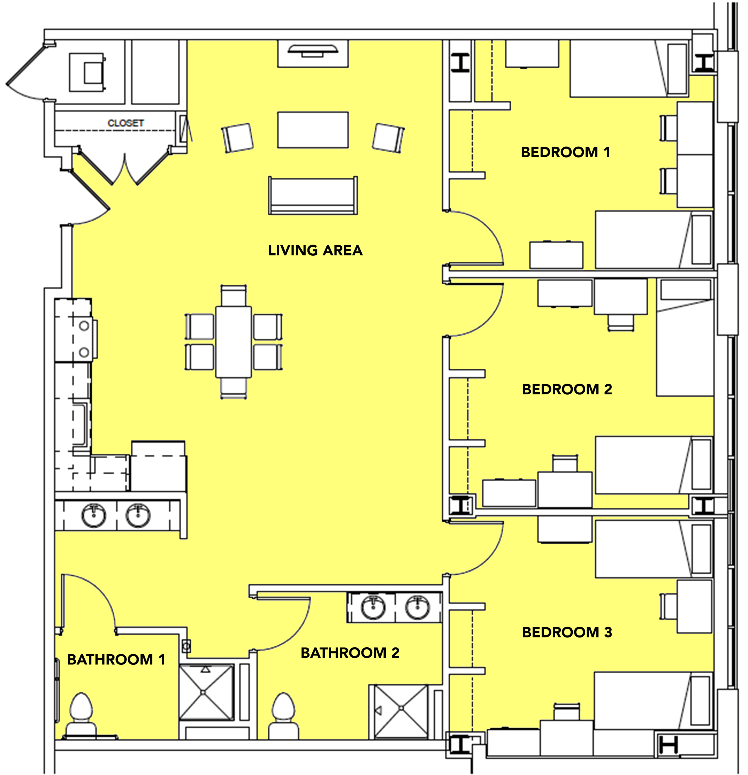 6 Students - 3 bed, 2 bath