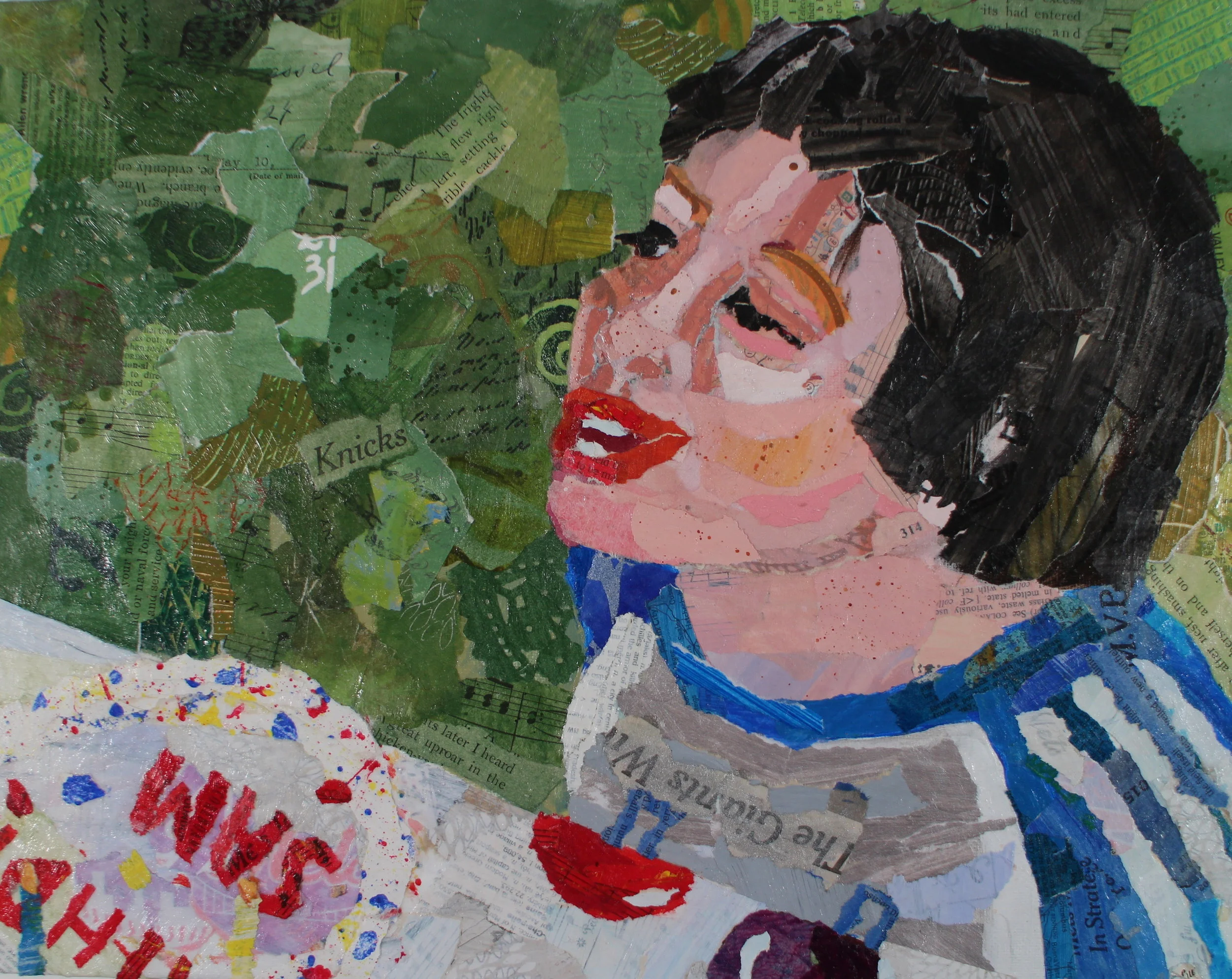 HAPPY BIRTHDAY SAM - 19" x 13" Acrylic Paint and Collage on Canvas
