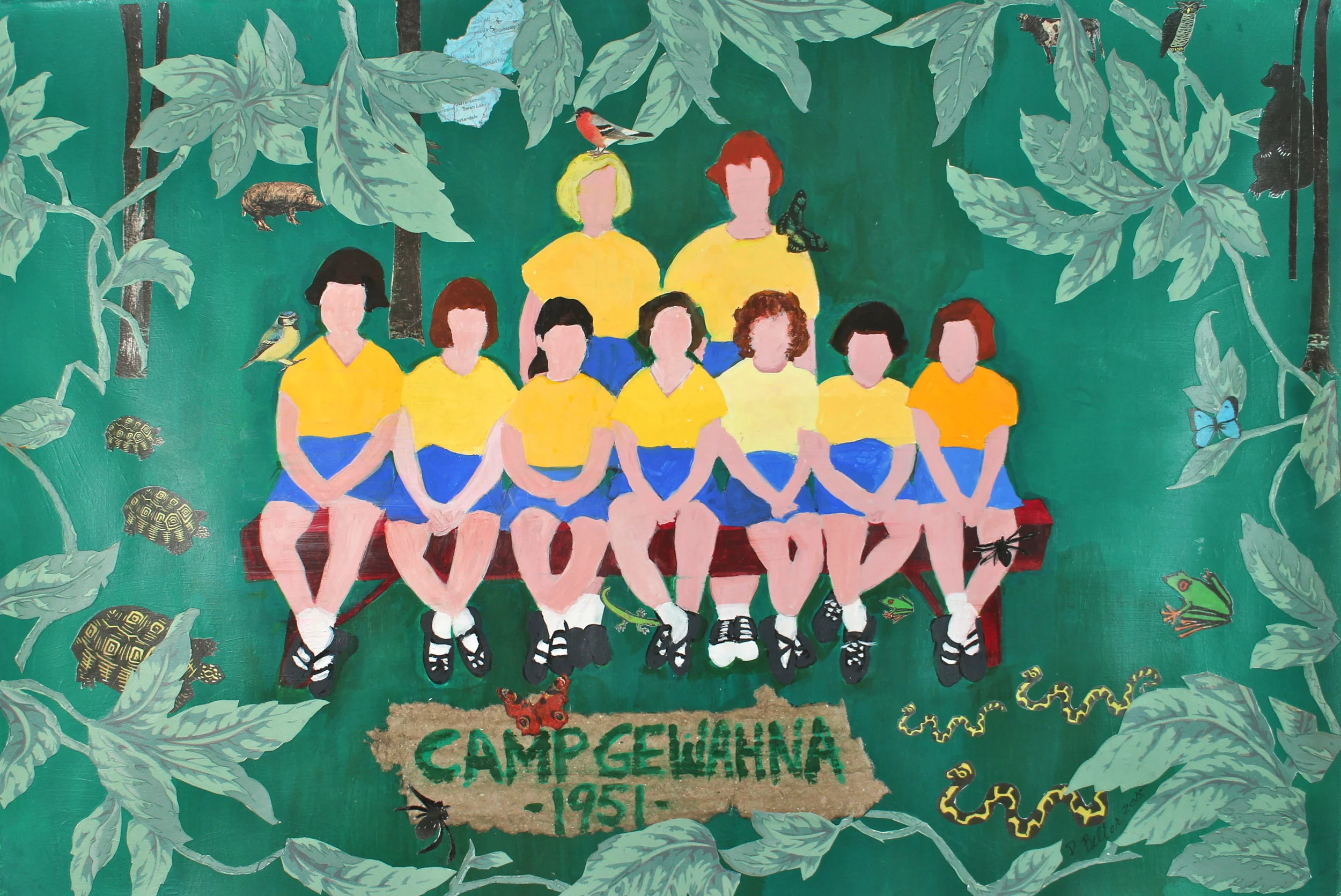 SUMMER CAMP - 15" x 22" Acrylic Gouache and Collage on Paper