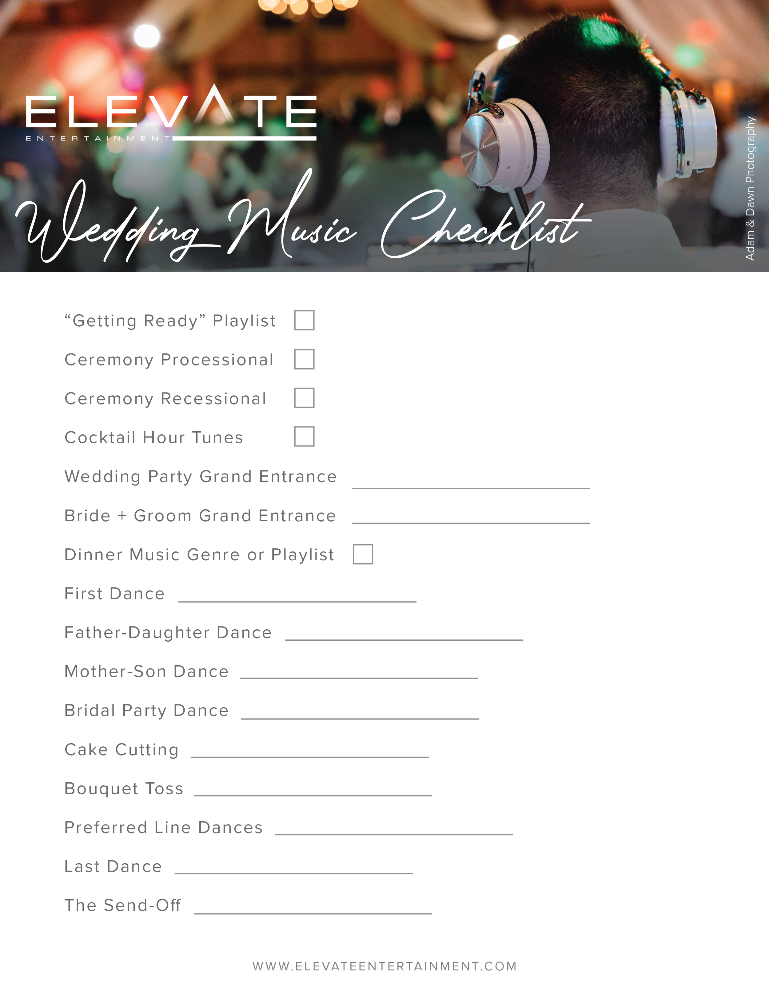 Wedding Music Checklist — Elevate Entertainment