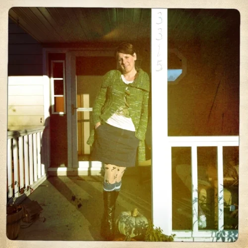 Front porch, with my wife