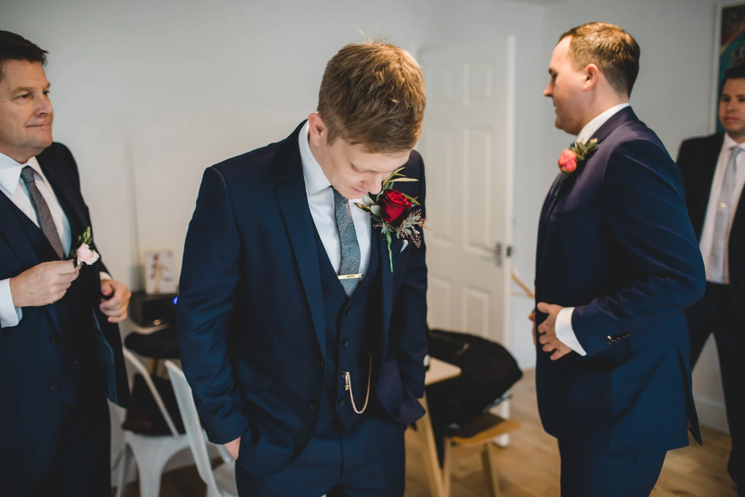 groom waits nervously for wedding