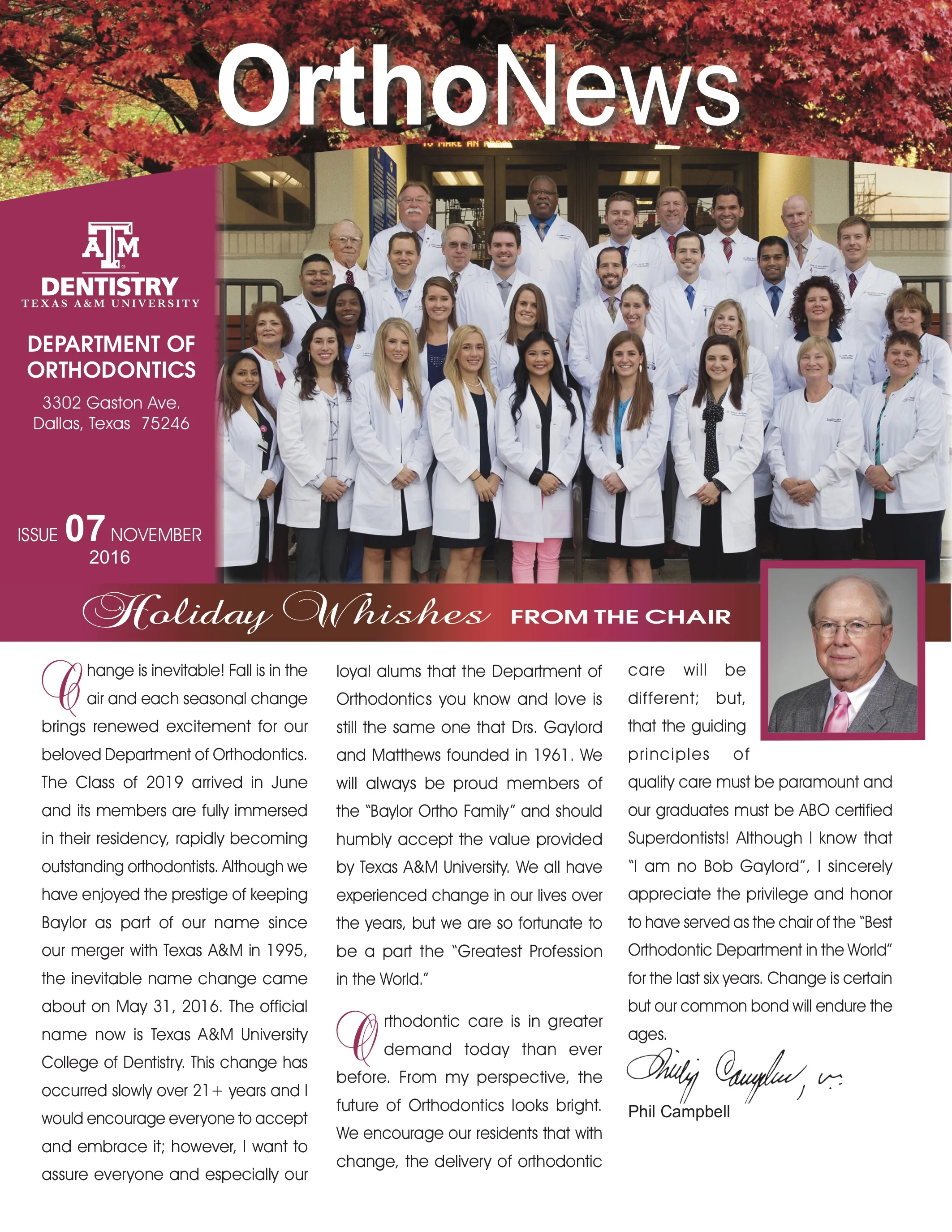 Ortho Department News
