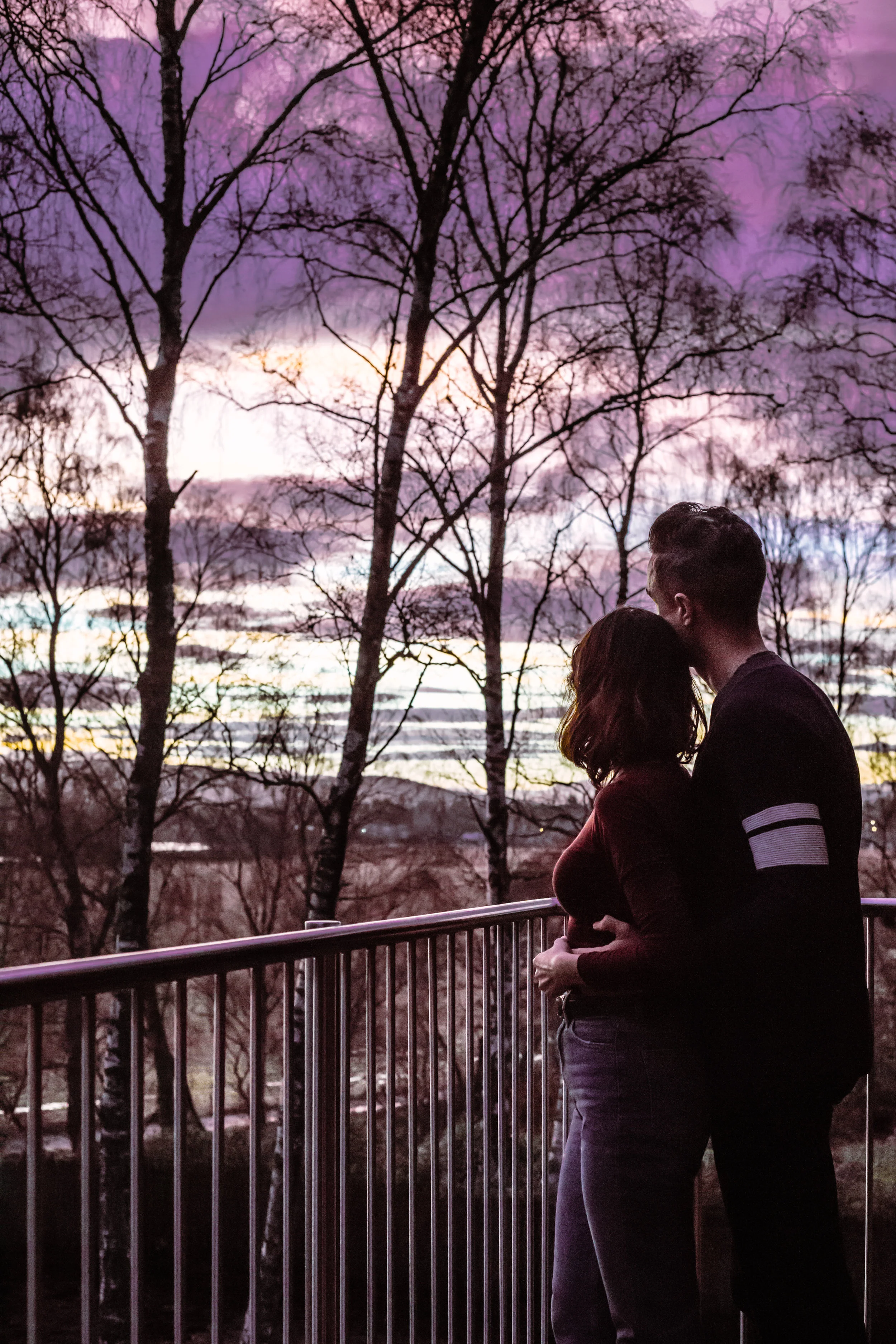 These purple skies are REAL before the daylight ends every day. I am not kidding