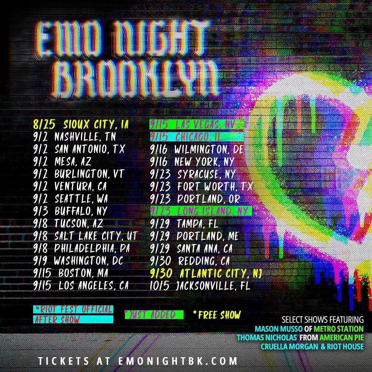 Get your hair straightener ready, because Emo Night Brooklyn is coming to a city near you. Tickets linked in bio.