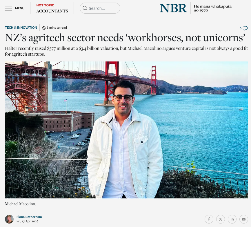 New Zealand AgriTech sector needs workhorses, not unicorns. 