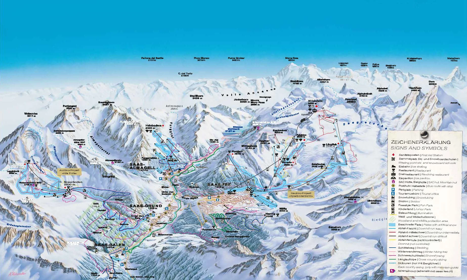 Saas Valley piste map