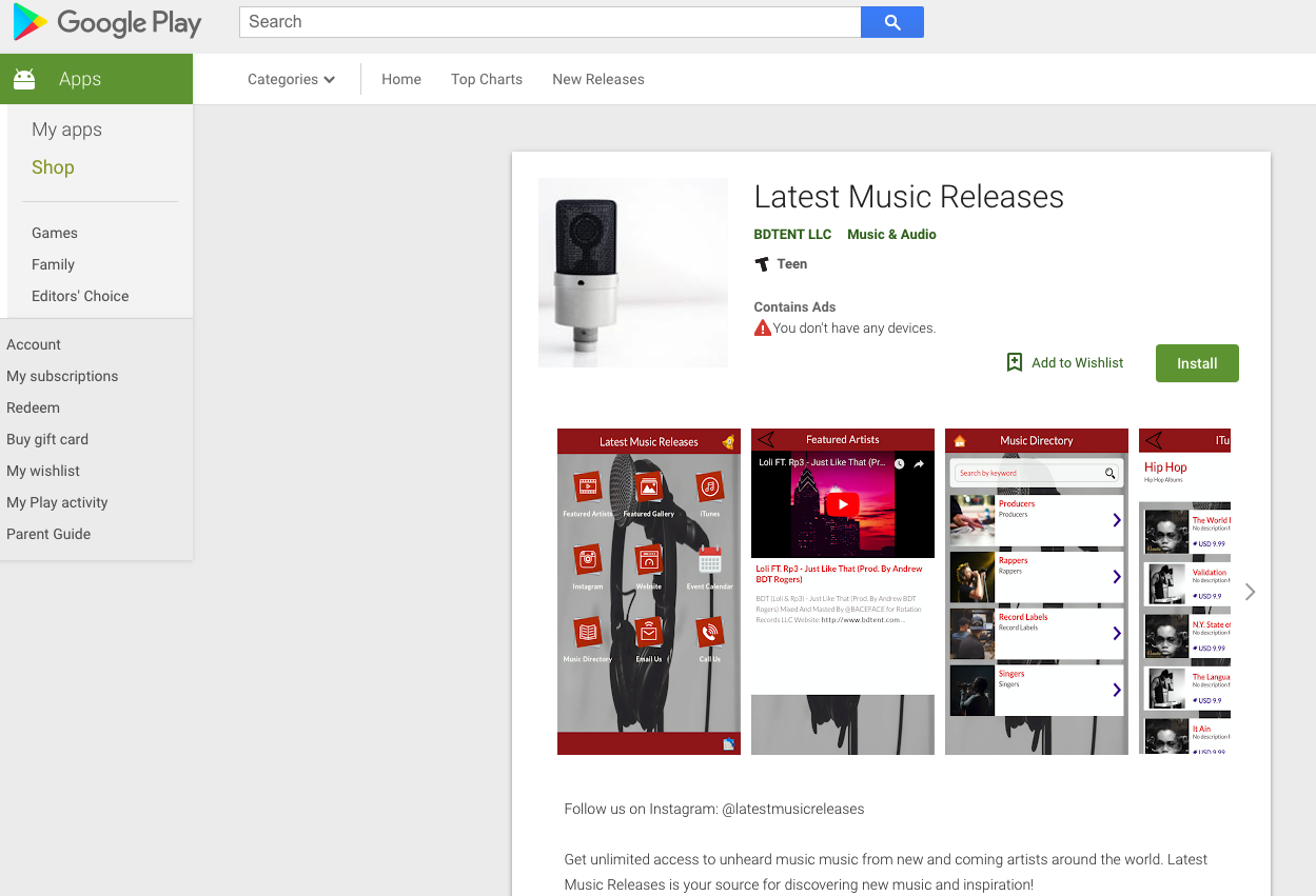 Download The "Latest Music Releases" App Now On Google Play!