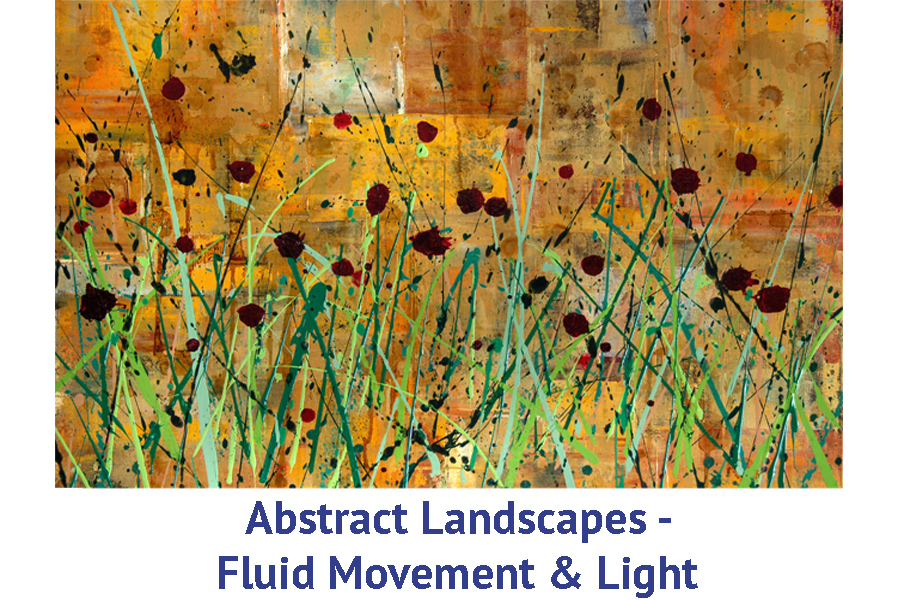  Abstract Landscape painting and exploring fluid movement and light with golden colors&nbsp; 