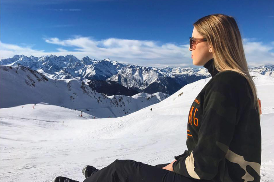 Annika from Germany reflecting upon the beauty of the Verbier snow