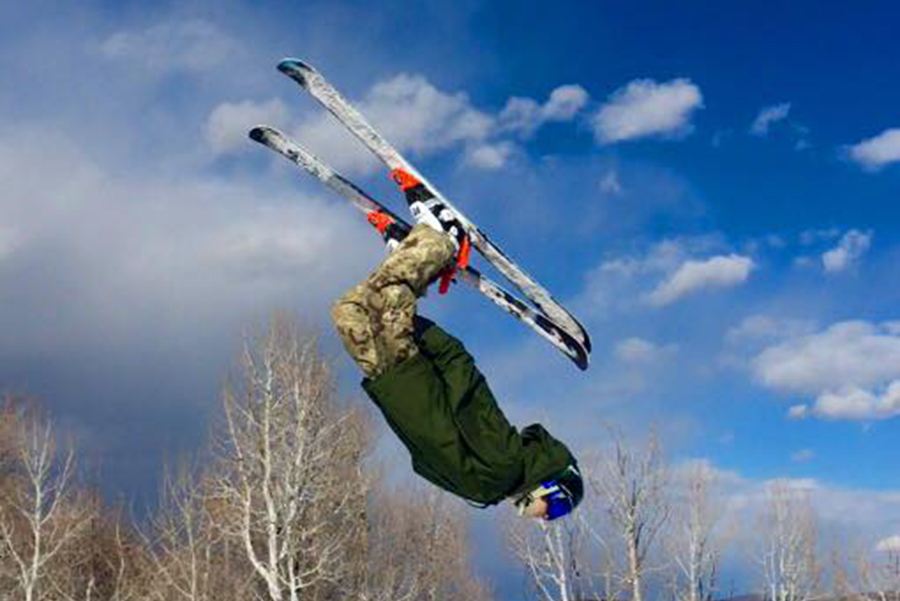 Cody from Canada gets some air in Park City after grabbing a vial of snow