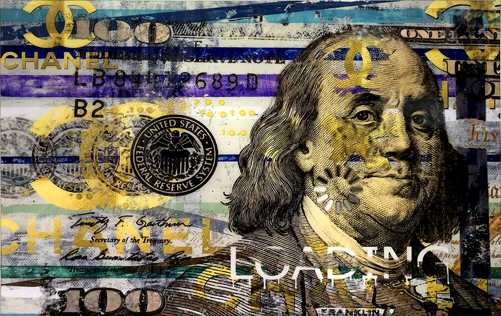 Benjamin Franklin money painting Pop Art Street Art Graffiti Fusion ...