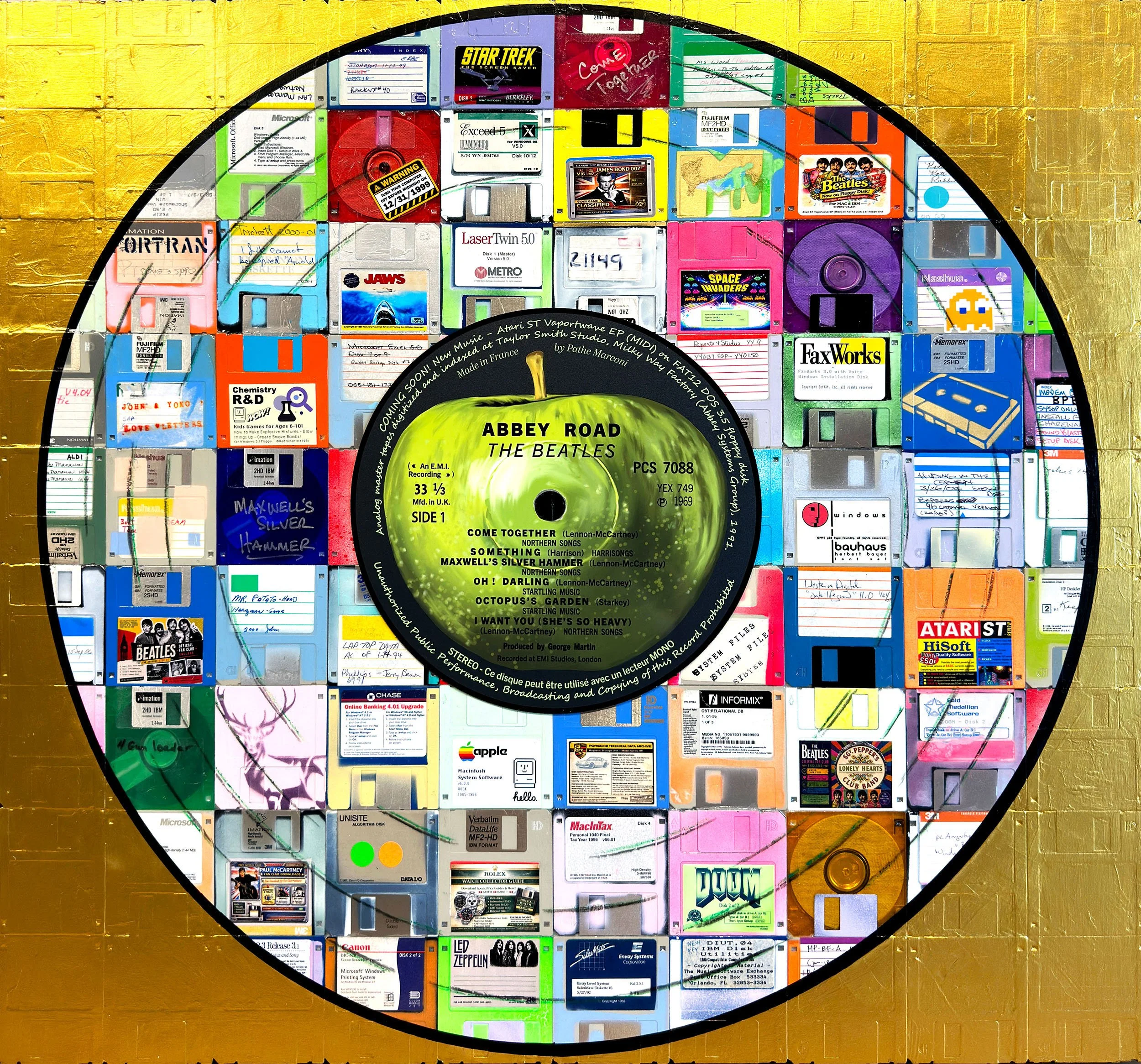 The Beatles Abbey Road — Vinyl Series Floppy Disk Painting by Taylor Smith