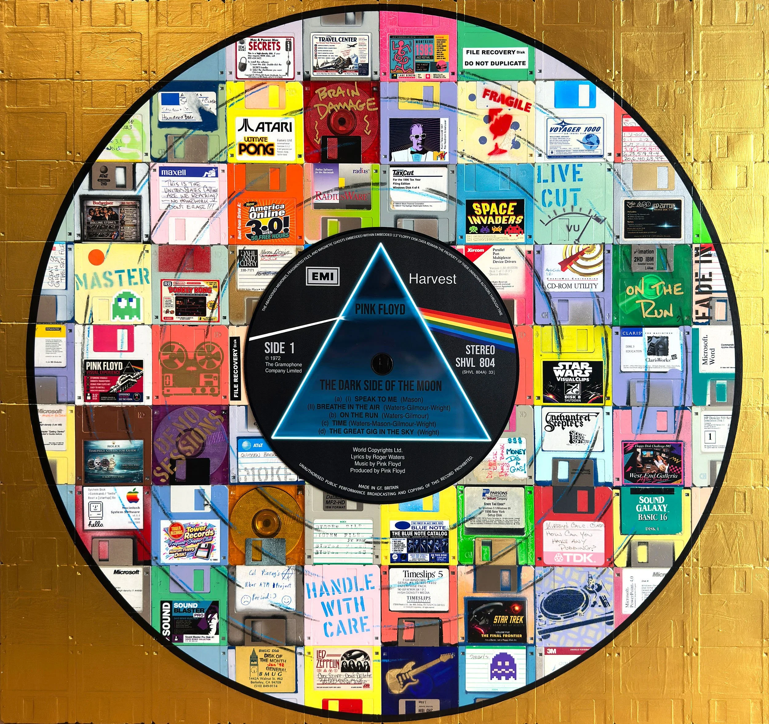 Pink Floyd Dark Side of the Moon — Vinyl Series Floppy Disk Painting by Taylor Smith